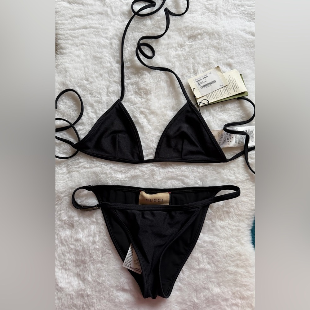New w/ tags Women’s small Gucci black Embellished Sparkling Jersey bikini set